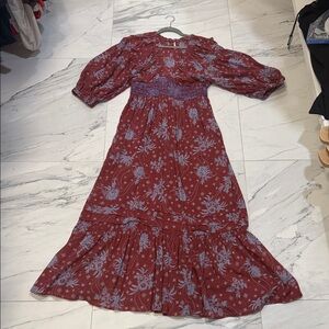 Free People Burgundy and Lavender Floral Dress